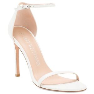 Stuart Weitzman White Ankle Strap Heels